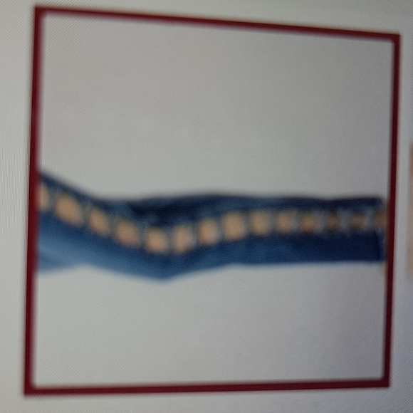 Blue Jeans w/Accents of Rhinestones on Belt Loops & Sides- Open Side Seams - New - Picture 5 of 6